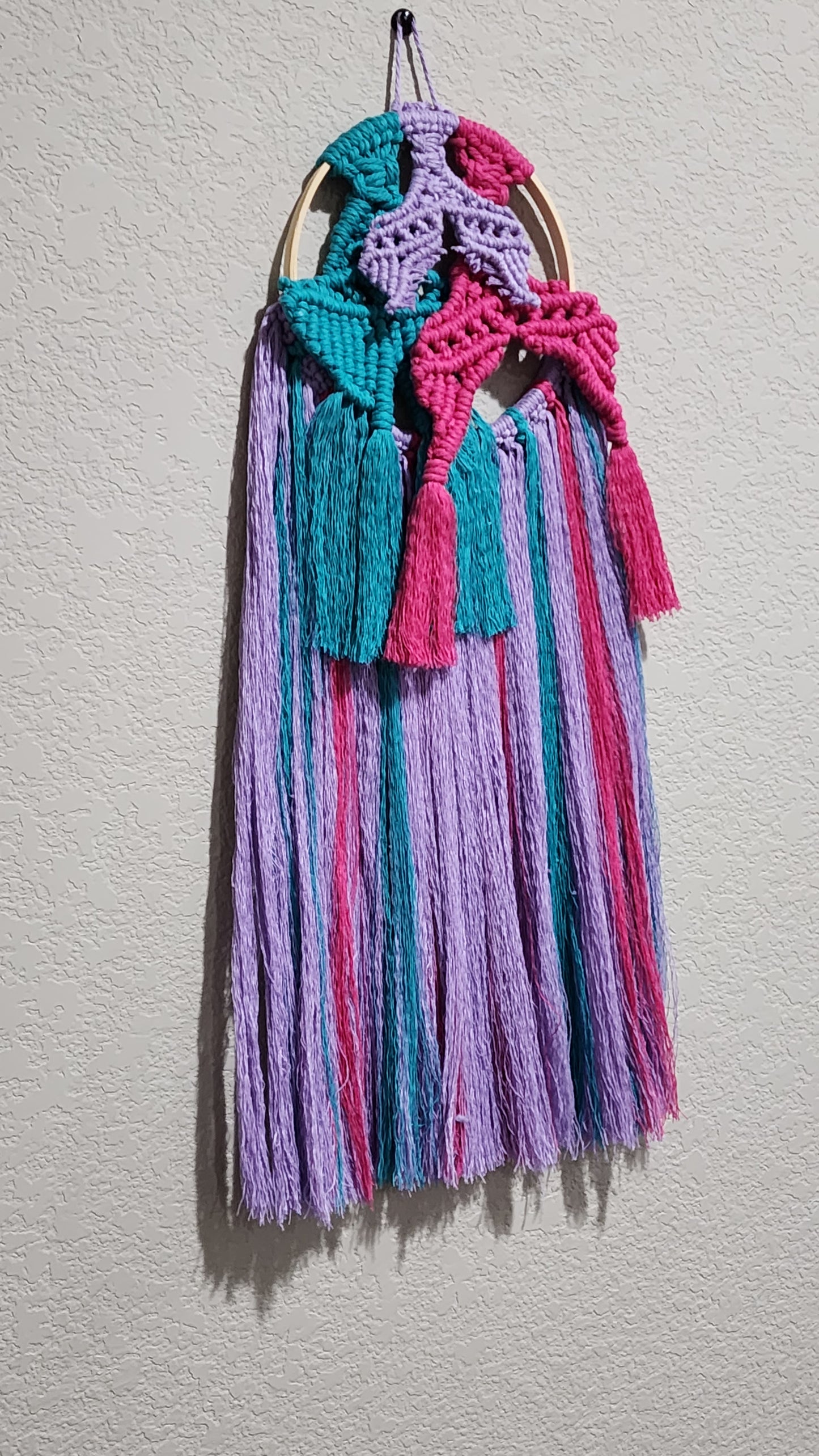Tri-color Mermaid Tails Macrame Wall Hanging